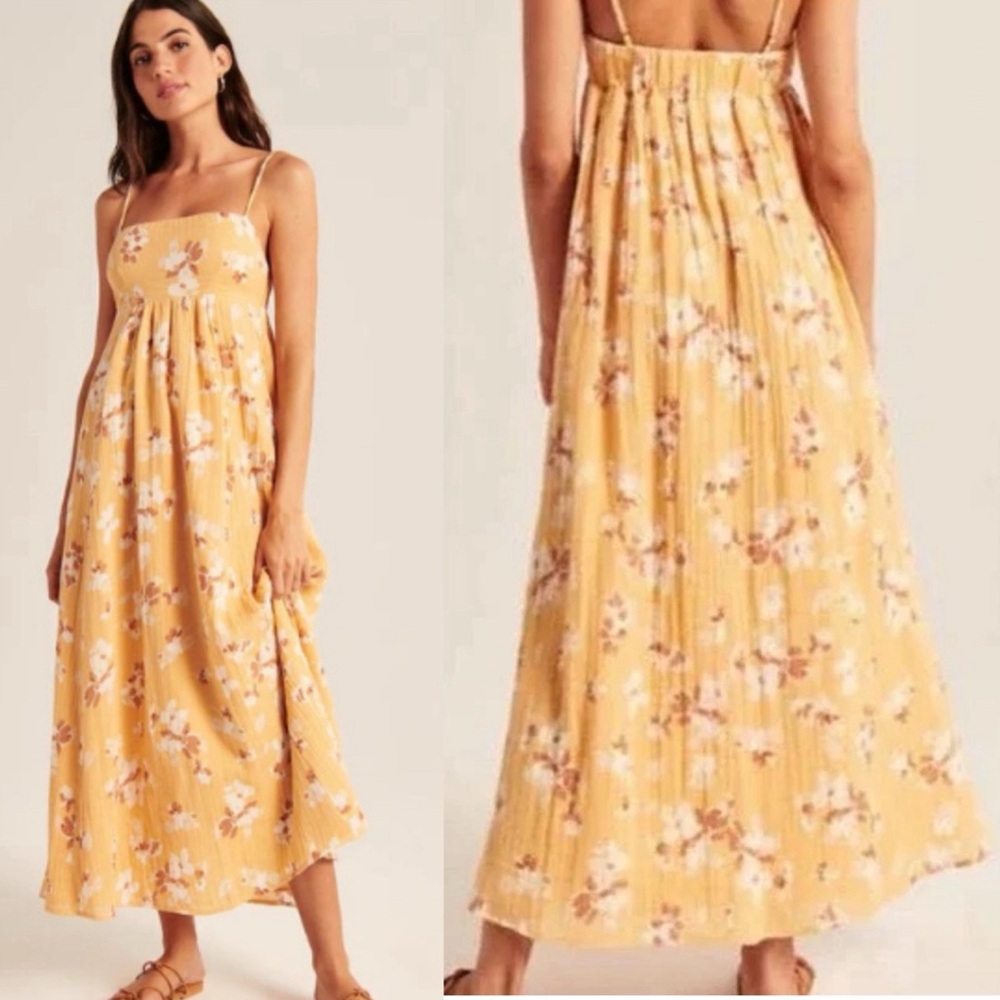 ABERCROMBIE & FITCH Women's Cottagecore Babydoll Tiered Floral Maxi Dress S